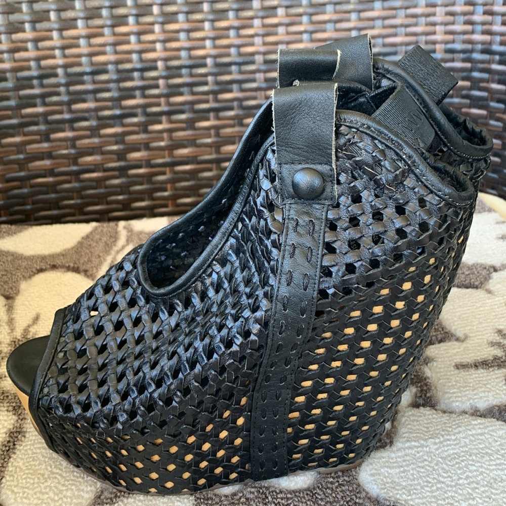 Jeffery Campbell Black Kelsey Women’s Wedge Heel - Picture 4 of 16